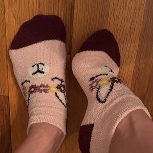 Cute Pink and Maroon ankle socks